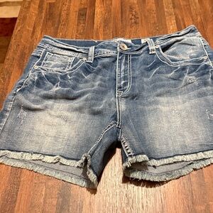 Stylish Blue Distressed Jean Shorts